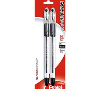 Pentel R.S.V.P. Ballpoint Pen, Fine Line, Black Ink, 2 Pack (BK90BP2A)