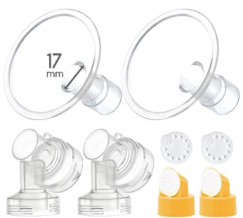 Maymom 17 mm 2X Two-Piece Breastshield, 2X Base Connector w/Valve and Membrane Compatible
