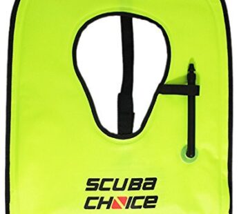 Scuba Choice Adult Neon Yellow Snorkel Vest with Name Box, Large