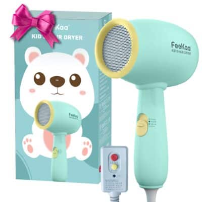 Kids Hair Dryer, FeeKaa Kids Blow Dryer for Girls, Low Noise Gentle Heat for Kids Skin, Gi