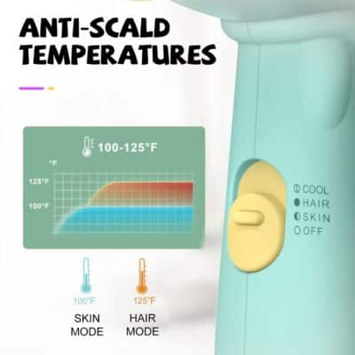 Kids Hair Dryer, FeeKaa Kids Blow Dryer for Girls, Low Noise Gentle Heat for Kids Skin, Gi - Image 3