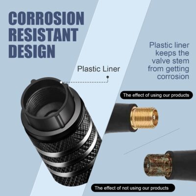 Tire Valve Stem Cap Cover - (5 Pack) Tire Air Cap Metal with Plastic Liner Corrosion Resis - Image 2