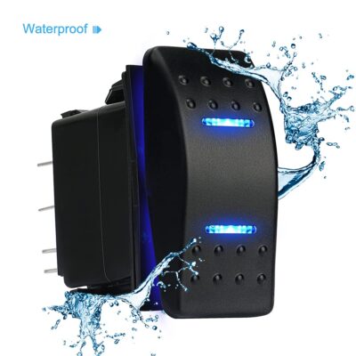 HOKAAER Waterproof Rocker Switch Toggle On-Off-On 12V/20A 24V/10A 7Pin DPDT Blue LED Light - Image 6