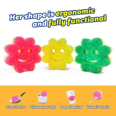 Scrub Daddy Sponge Set - Scrub Mommy Power Flower Dual- Sided Sponge and Scrubber - Non Sc - Image 3