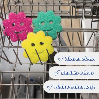 Scrub Daddy Sponge Set - Scrub Mommy Power Flower Dual- Sided Sponge and Scrubber - Non Sc - Image 8