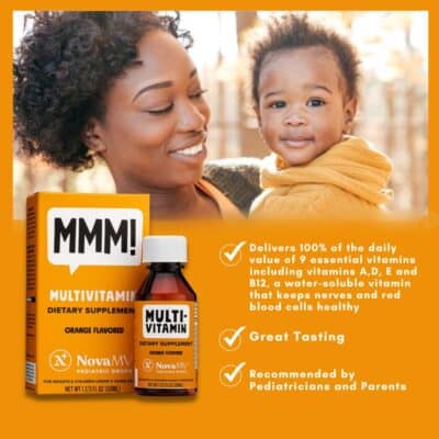 NovaFerrum MMM | Multivitamin for Kids, Infants and Toddlers | Vitamin C, D3, E | Gluten Free Certified | Sugar Free | No Artificial Colors | Ages 4 & Under | Orange Flavored | 2 Fl Oz (50 mL) - Image 4
