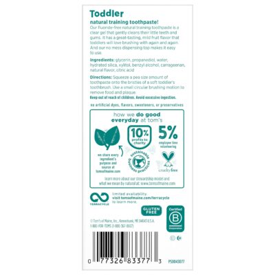 Tom's of Maine Fluoride-Free Toddler Training Toothpaste, Mild Fruit, 1.75 oz. 3-Pack (Packaging May Vary) - Image 6