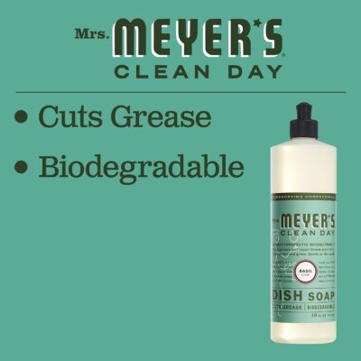 MRS. MEYER'S CLEAN DAY Liquid Dish Soap, Biodegradable Formula, Basil, 16 fl. oz - Pack of 3 - Image 4