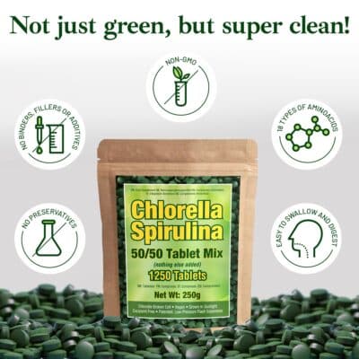 Good Natured Premium Spirulina and Chlorella Capsules 1,250 Tablets, Non-GMO, Vegan Organic Chlorella Tablets, Sunlight Grown, Cracked Cell Wall, High Protein, Heavy Metal Detox - Image 3