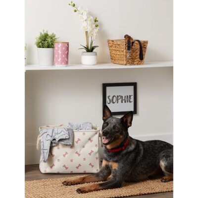Bone Dry Pet Storage Collection Paw and Bone Print, Small Rectangle, Rose - Image 6
