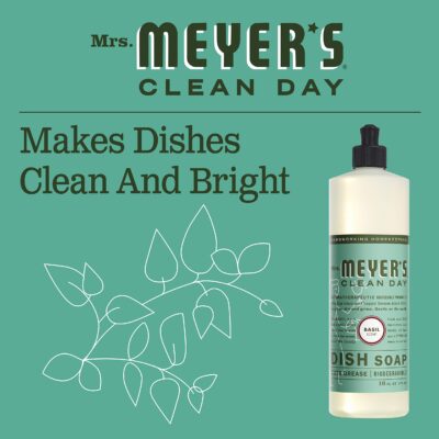 MRS. MEYER'S CLEAN DAY Liquid Dish Soap, Biodegradable Formula, Basil, 16 fl. oz - Pack of 3 - Image 5