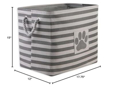 Bone Dry Pet Storage Collection Striped Paw Patch Bin, Large Rectangle, Gray - Image 11