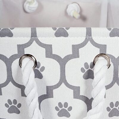 Bone Dry Pet Storage Collection Lattice Paw Print, Small Round, White/Gray - Image 3