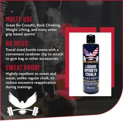 IRON AMERICAN Liquid Chalk - No-Mess Long-Lasting Grip Chalk for Weightlifting, Gymnastics, Rock Climbing, and Fitness Training - Combo 250ml + 50ml Travel - Advanced Hand Chalk for Gym - Image 6