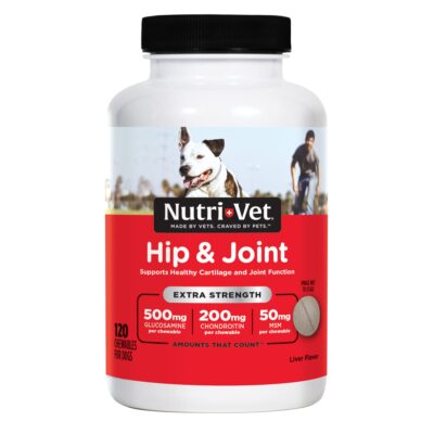 Nutri-Vet Hip & Joint Chewable Dog Supplements- Formulated with Glucosamine & Chondroitin for Dogs- 120 Count