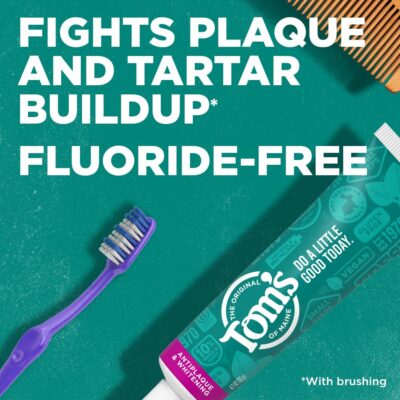 Tom's of Maine Fluoride-Free Antiplaque & Whitening Natural Toothpaste, Spearmint, 5.5 oz. - Image 2
