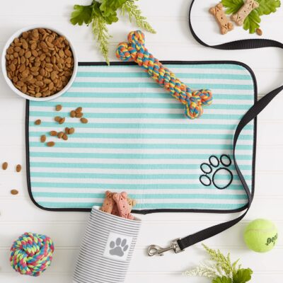 Bone Dry Machine Washable, Ultra Absorbent Pet Mat, 12x18", Green Stripe - Image 4
