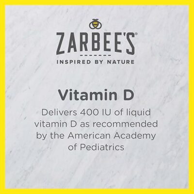 Zarbee's Vitamin D Drops for Infants, 400IU (10mcg) Baby & Toddler Liquid Supplement, Newborn & Up, Dropper Syringe Included, 0.47 Fl Oz - Image 3
